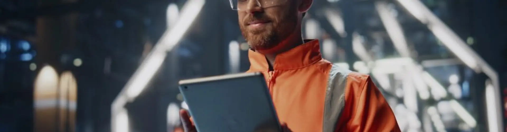 Man working on tablet