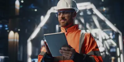 Man working on tablet